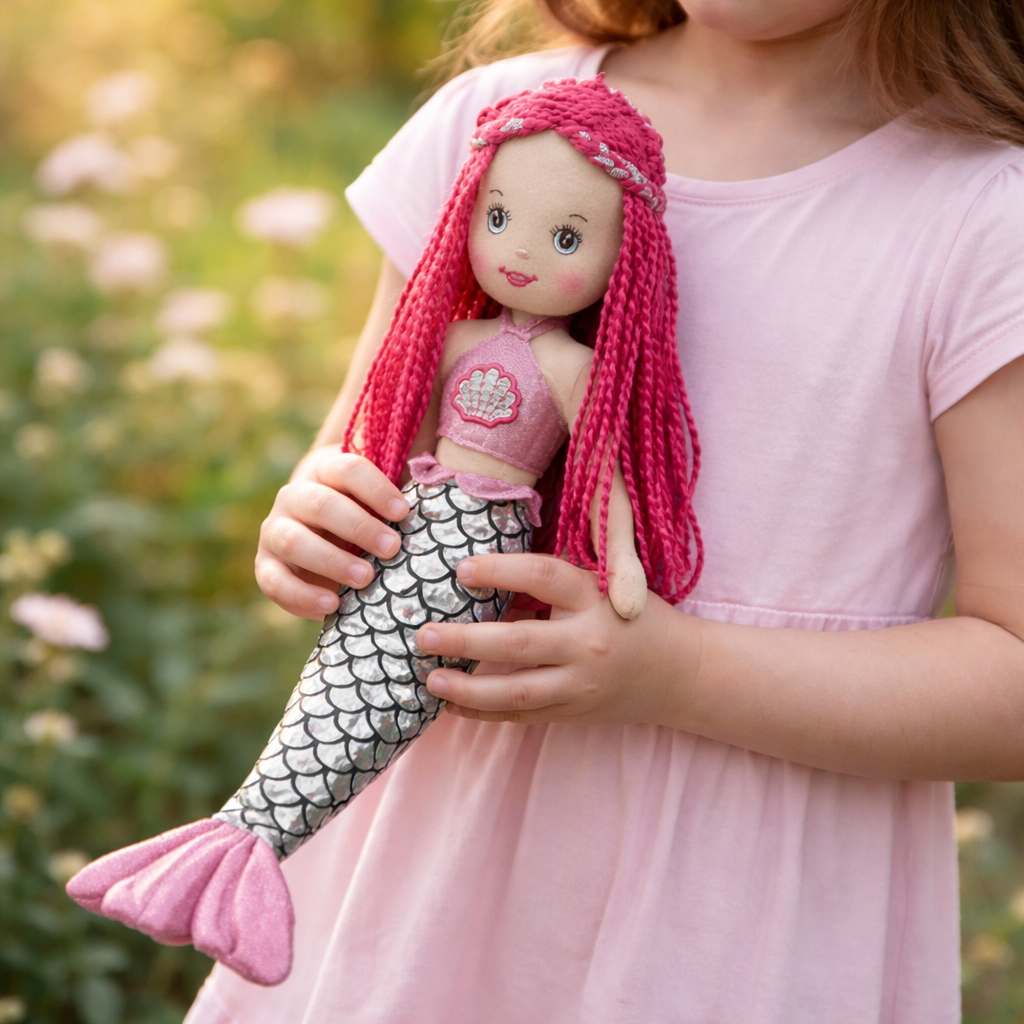 Sweety Toys 13333 bambola di pezza morbida bambola sirena peluche principessa 45 cm rosa