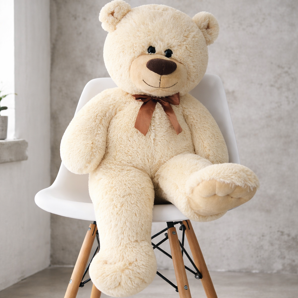 Sweety Toys 4638 knuffelbeer – 80 cm beige – zachte teddybeer met strik