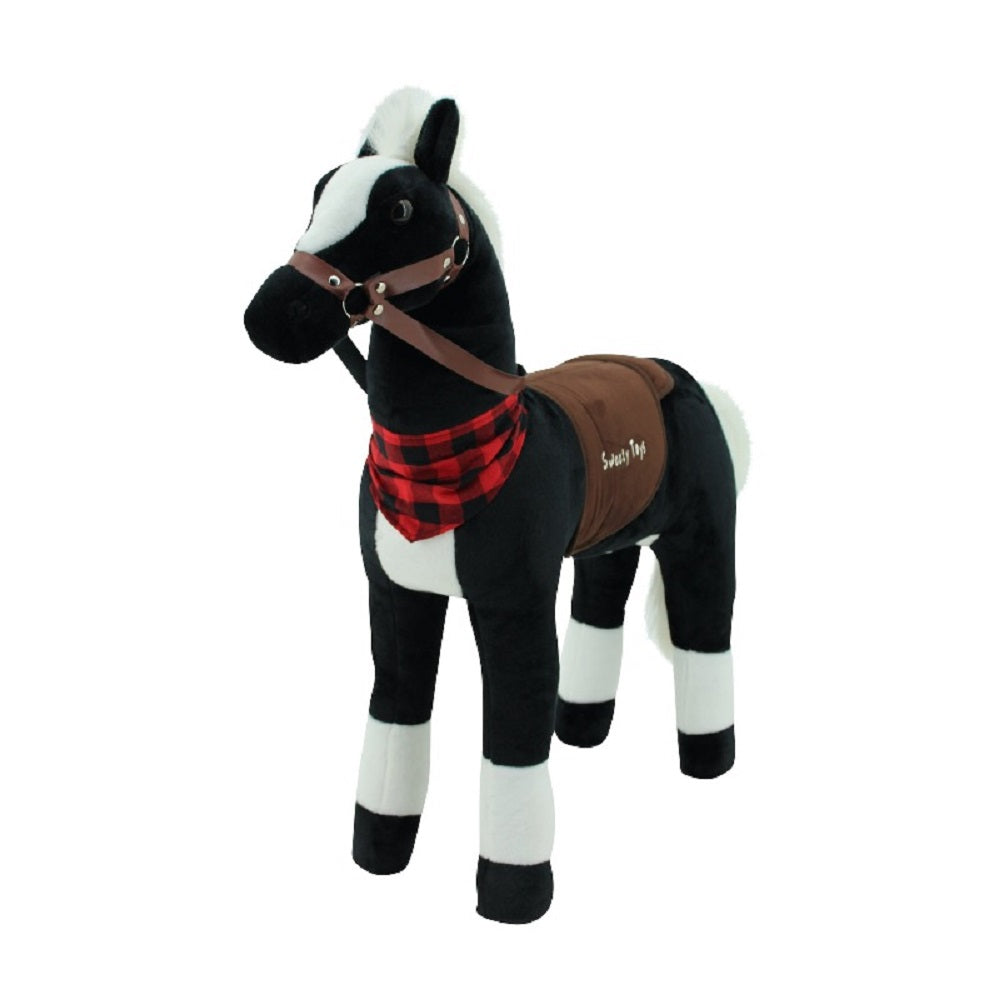 Sweety Toys 7660 peluche cavallo in piedi PICCOLO DIAMANTE NERO con base in acciaio di circa 80cm
