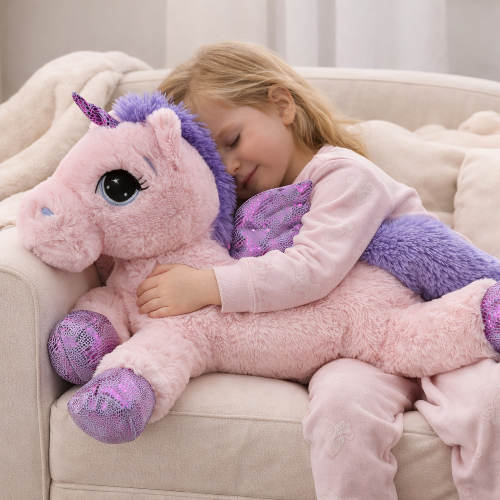 Kuscheltier Einhorn rosa – weiches Plüschtier 65 cm