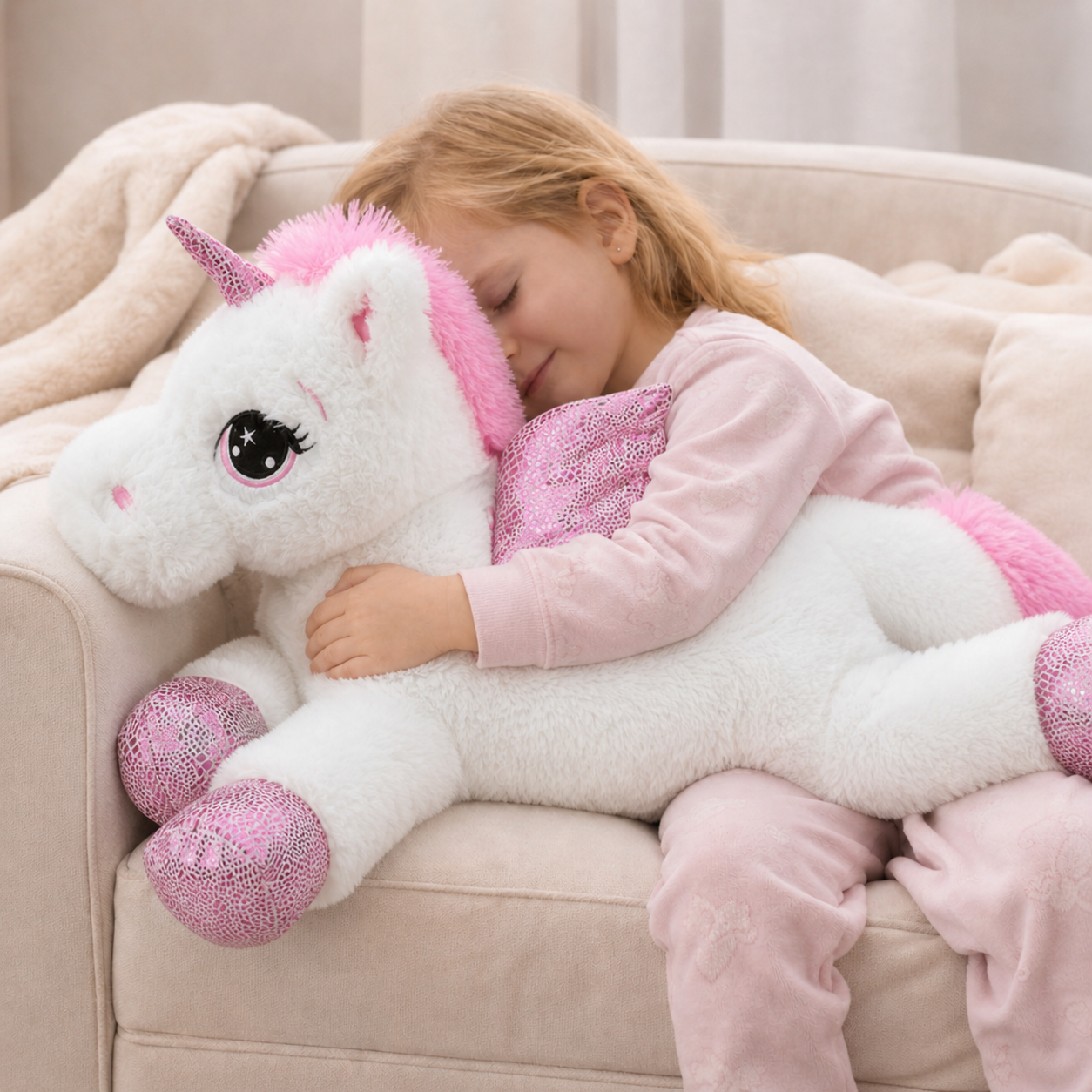 Einhorn Kuscheltier weiß 65 cm – Plüschtier weich