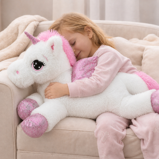 Einhorn Kuscheltier weiß 65 cm – Plüschtier weich
