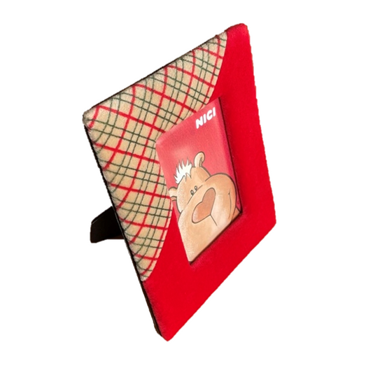 Nici Bilderrahmen aus Plüsch in rot, 12,5cm x 8,5cm, Geschenkidee, Bilder Geschenk, Geschenkset