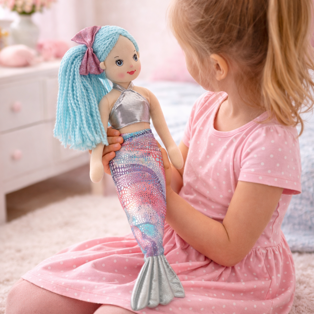 Sweety Toys 13340 bambola di pezza morbida bambola sirena peluche principessa 45 cm turchese