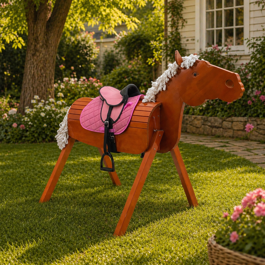 
Sweety Toys 13234 Outdoor Tuinpaard Houten Paard OTTO Maat XL met Zadel Roze
