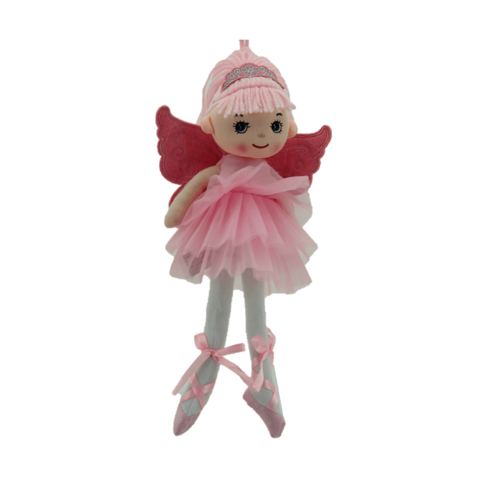Sweety Toys 13272 bambola di peluche morbida bambola ballerina fata peluche principessa 30 cm rosa con corona