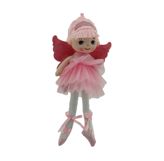 Sweety Toys 13272 udstoppet dukke blød dukke ballerina fe plys prinsesse 30 cm pink med krone