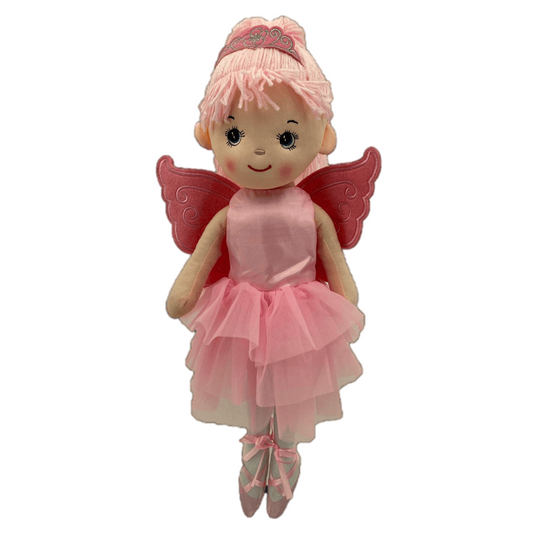 Sweety Toys 13289 udstoppet dukke blød dukke ballerina fe plys prinsesse 50 cm pink med krone