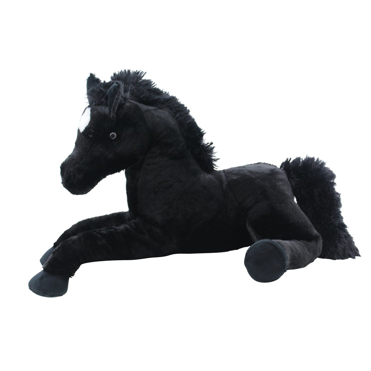 Sweety Toys 5185 knuffel paard veulen zwart knuffel zacht pluche paard liggend