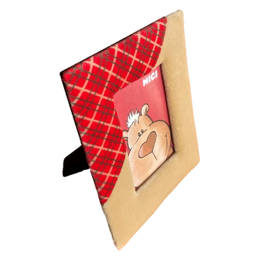 Nici Bilderrahmen aus Plüsch in beige, 12,5cm x 8,5cm, Plüsch Bilderrrahmen, Bildgeschenke, Geschenkideen