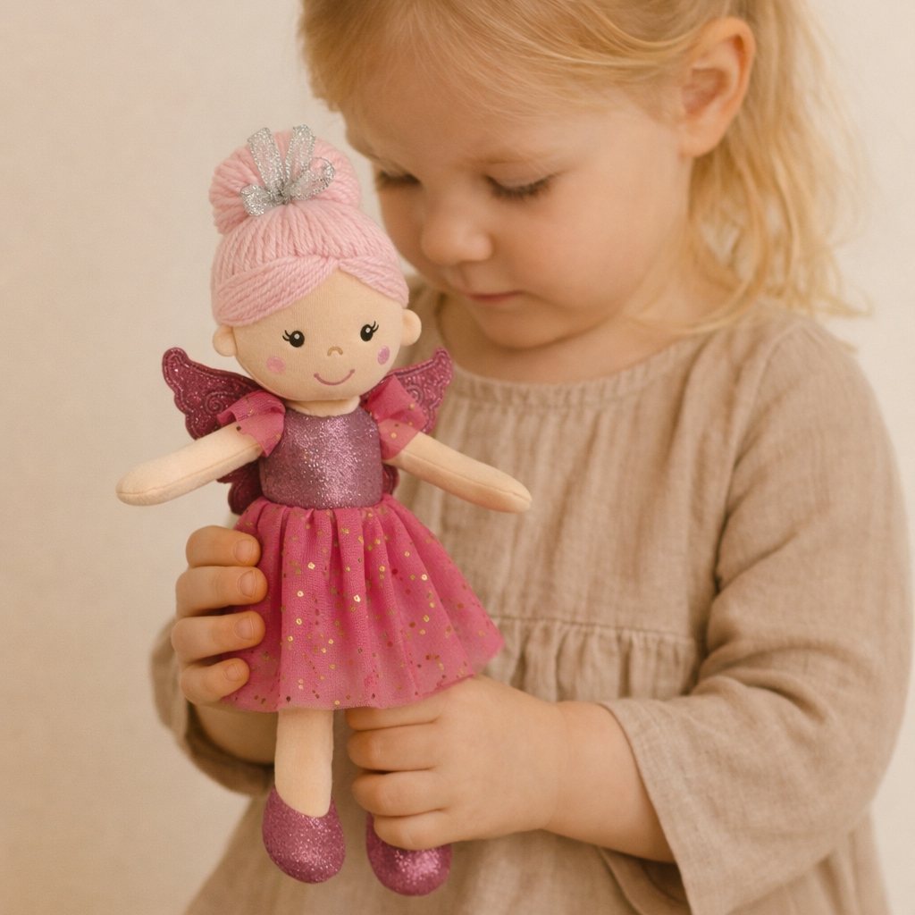 Sweety Toys 13241 Stoffpuppe Softpuppe Fee Plüschtier Prinzessin 30 cm rosa