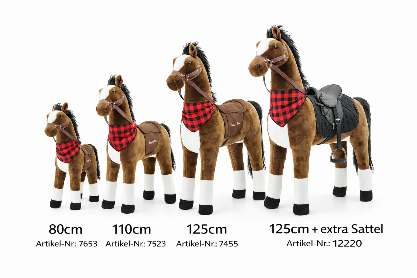 Sweety Toys 7523 Stehpferd PRINCESS XXL GIGANT 110cm Riesenpferd robustes, stabiles Reitpferd mit Stahlunterbau