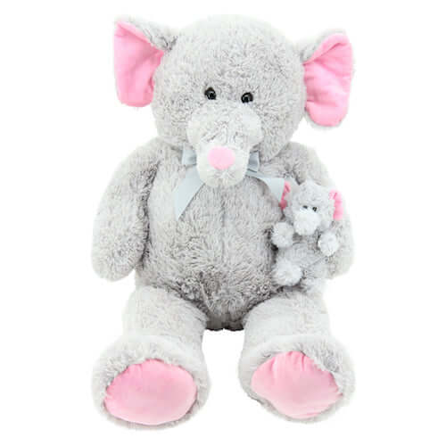 sweety toys 10394 plüsch elefant kuscheltier 100 cm mama mit baby soft, grau