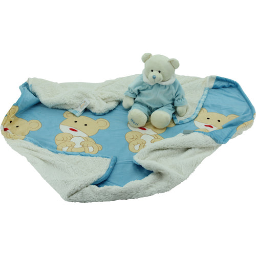 sweety toys 10448 baby set - kuscheldecke mit teddybär betti blau 50 cm