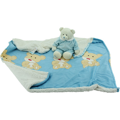 sweety toys 10448 baby set - kuscheldecke mit teddybär betti blau 50 cm