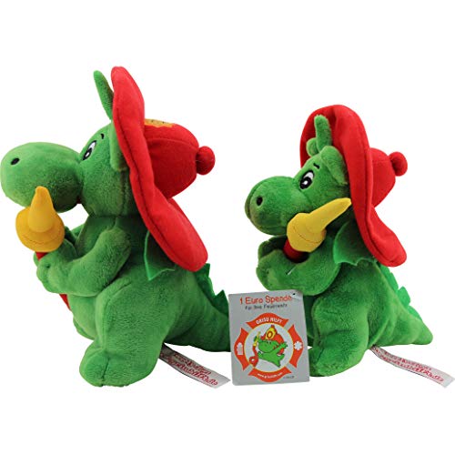 sweety toys 11025 drache xl grisu 20 cm mit feuerwehrschlauch feuerwehr maskottchen plüsch ca. 20 cm