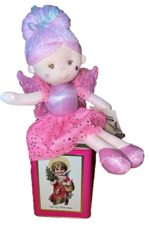 sweety toys  geschenkset 13241 stoffpuppe softpuppe fee 30 cm rosa mit geschenkdose,  weihnachtsgeschenkdose