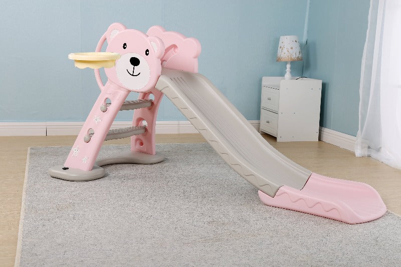 sweety toys 12831 freistehende rutsche teddy bärendesign rosa 2-in 1 produkt basketballspiel