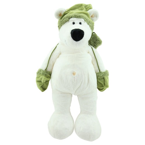 sweety toys 3037 eisbär teddybär 50 cm mit grüner mütze und handschuhen