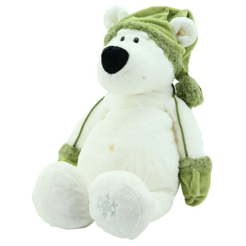 sweety toys 3037 eisbär teddybär 50 cm mit grüner mütze und handschuhen