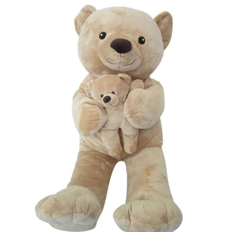 sweety toys 6014 xxl riesen teddybär beige teddy bär mama 90 cm mit baby 28 cm plüschbär kuschelweich