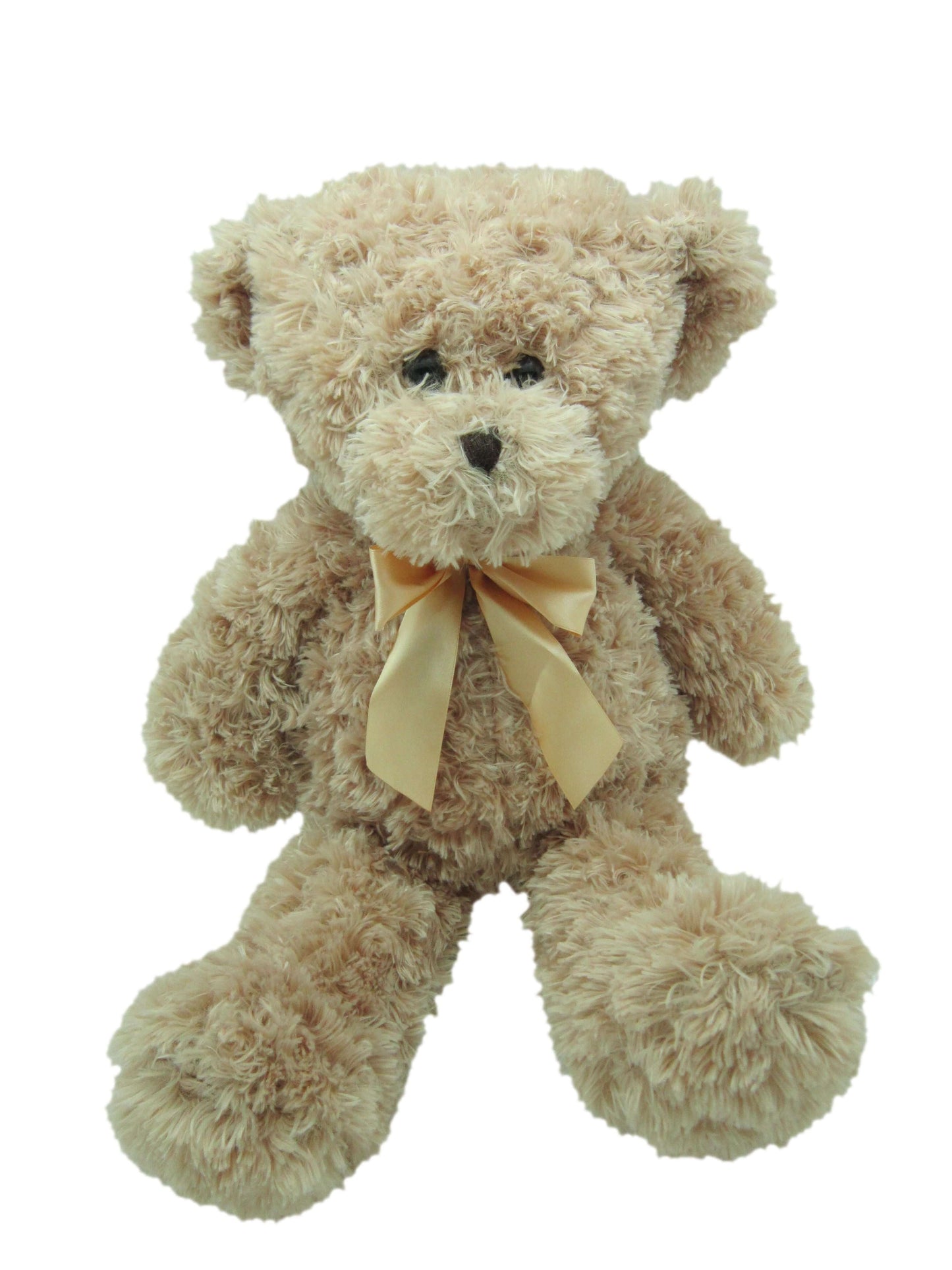 teddybär kuscheltier schlenkerbär - lockiger teddy 60cm - sandfarben mit schleife