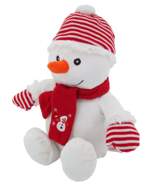 sweety toys 4720 schneemann weihnachtsmann 42 cm, supersüß mit bommelmütze und schal,  verfügbar in rot oder blau -plüschbär teddy teddybär
