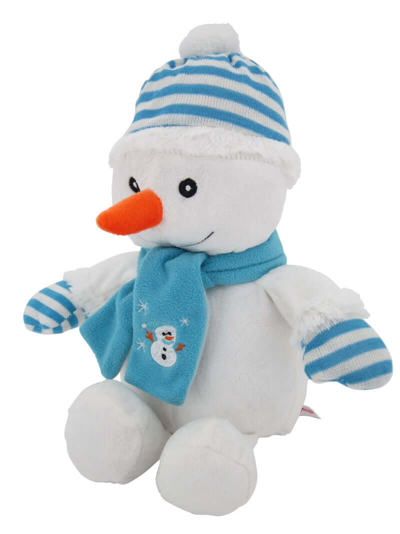 sweety toys 4720 schneemann weihnachtsmann 42 cm, supersüß mit bommelmütze und schal,  verfügbar in rot oder blau -plüschbär teddy teddybär