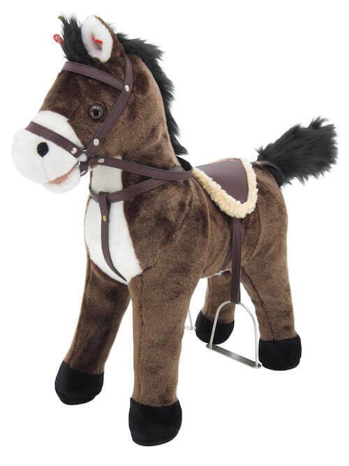 sweety toys 5062 stehpferd plüsch pferd chocolate ” my little pony” mit funktion sound pferde galopp und gewieher, sattel und steigbügel