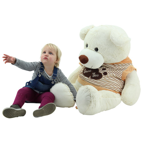 sweety-toys 5376 riesen teddybär 120 cm beige mit kapuzenpullover - kuscheltier teddy