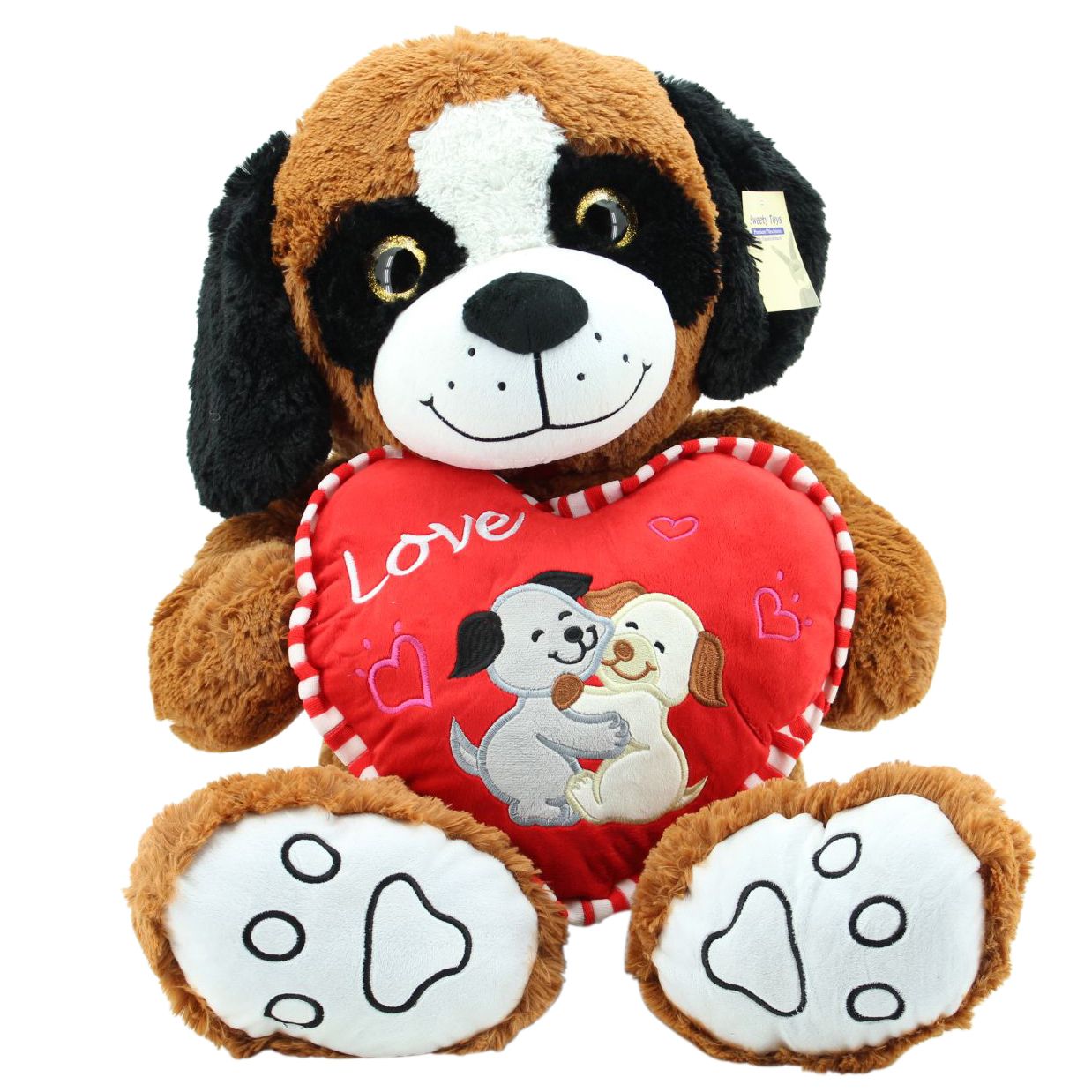 sweety toys 5406 'love' plüschhund braun 90 cm mit herz , teddybär aus premium qualität