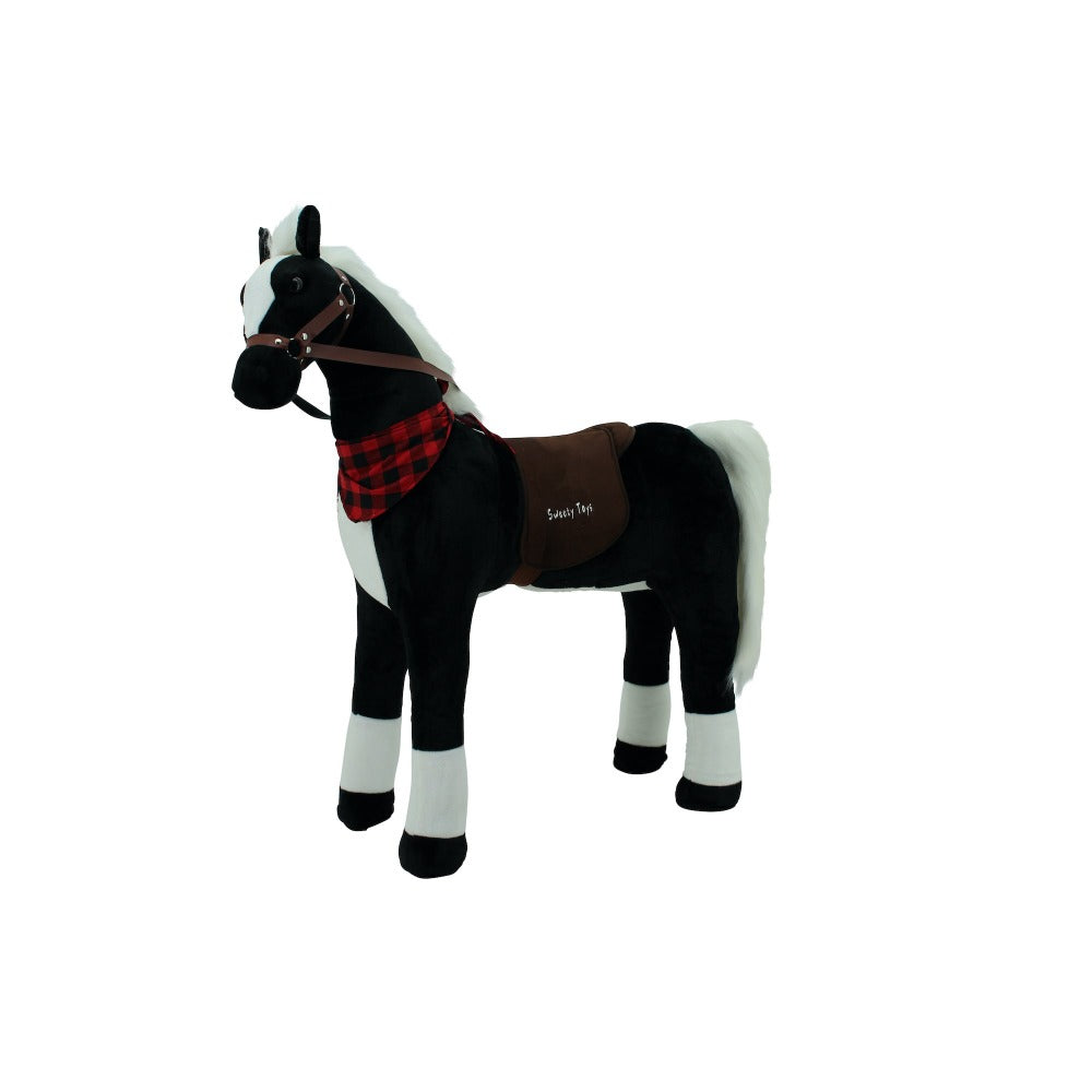 sweety toys 7646 stehpferd black beauty xxl gigant 110cm riesenpferd robustes, stabiles reitpferd mit stahlunterbau