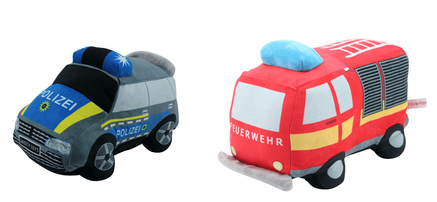 sweety toys 14064 plüsch feuerwehrauto und polizei plüschtier