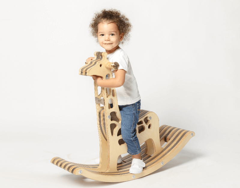sweety toys 11162 schaukelpferd holz schaukeltier giraffe gisela hellbraun- hochwertiges designer schaukelpferd