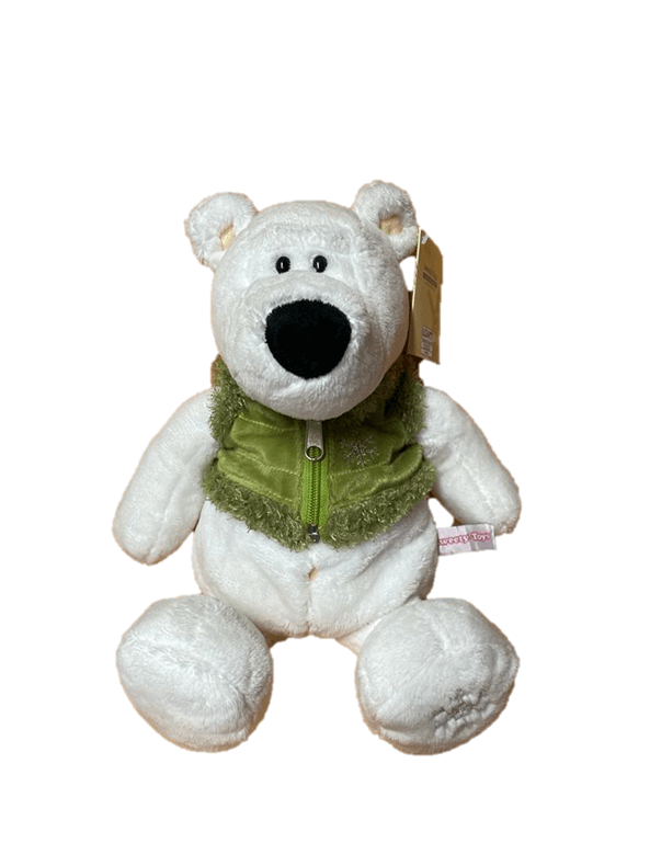sweety toys eisbär teddybär 35 cm mit blauer oder grüner weste grün