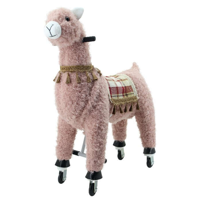 sweety toys 11391 reittier groß alpaka rosa auf rollen für 4 bis 9 jahre-riding animal