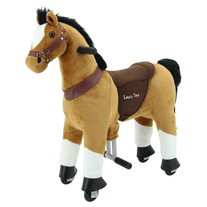 sweety toys 7356 reittier pferd brownie auf rollen für 3 bis 6 jahre -riding animal