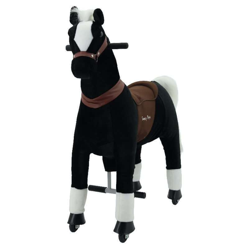 sweety toys 7325 reittier gross pferd blacky auf rollen für 4 bis 9 jahre - riding animal