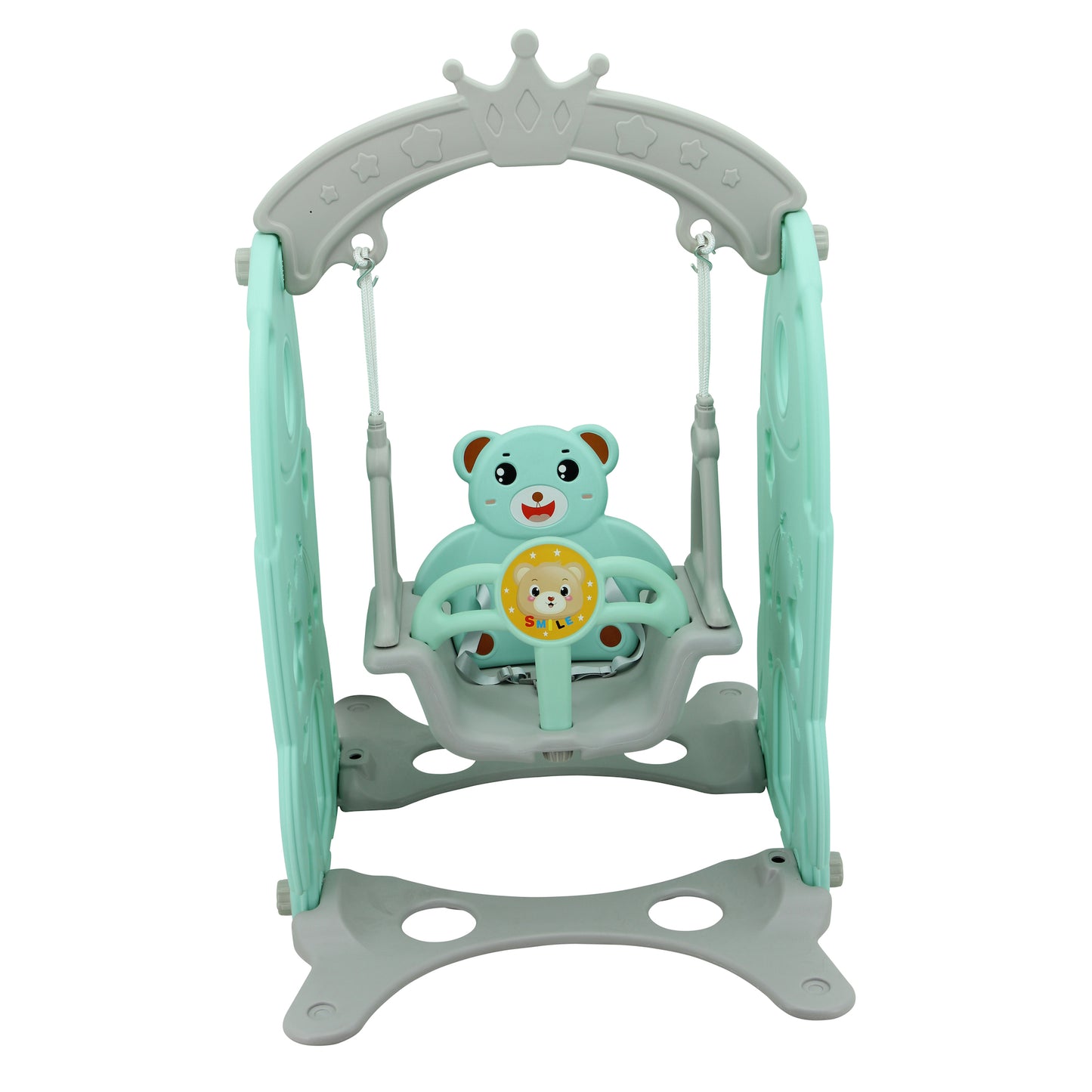 sweety toys 12824 schaukel design: rakete und bärchensitz türkis- schaukelstuhl für kleinkinder geeignet