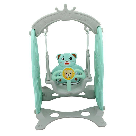 sweety toys 12824 schaukel design: rakete und bärchensitz türkis- schaukelstuhl für kleinkinder geeignet