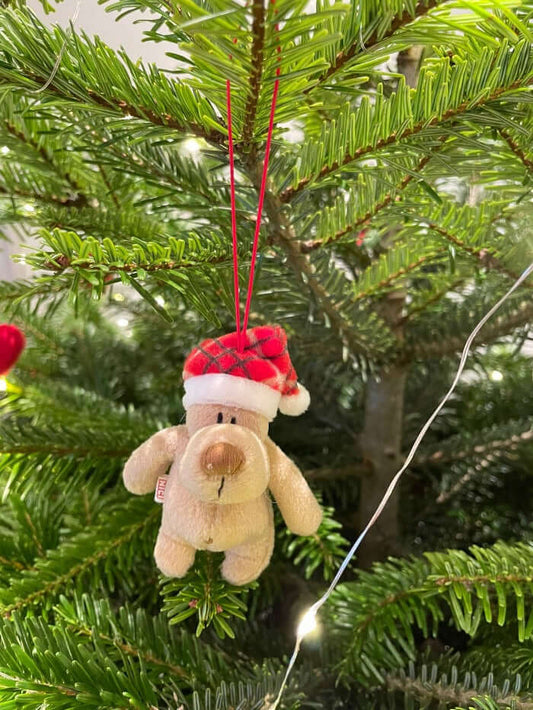 nici rudolfo beige mit roter weihnachtsmütze 4 tlg. oder 8 tlg. , weihnachtsbaumanhänger, christbaumschmuck, weihnachtsbär