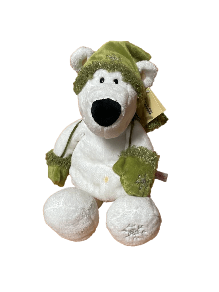 sweety toys 80504 eisbär teddybär 35 cm mit grüner mütze und handschuhen