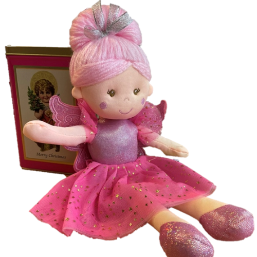 sweety toys  geschenkset 13241 stoffpuppe softpuppe fee 30 cm rosa mit geschenkdose,  weihnachtsgeschenkdose