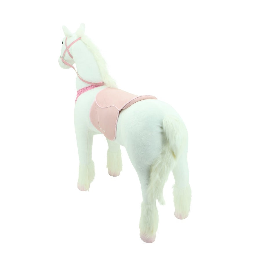 sweety toys 13876 plüsch stehpferd stabiles robustes xxl pferd höhe 130 cm pferd reitpferd weiß mit stahlunterbau
