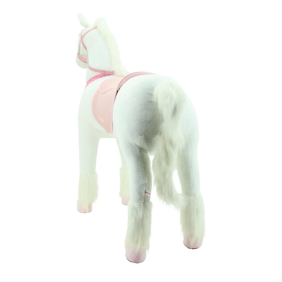sweety toys 13876 plüsch stehpferd stabiles robustes xxl pferd höhe 130 cm pferd reitpferd weiß mit stahlunterbau